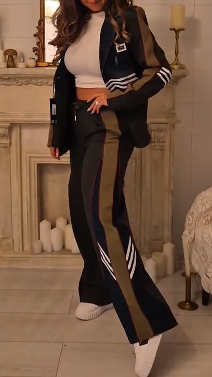 Women Laple Collar Jacket+ Pants Casual Suit