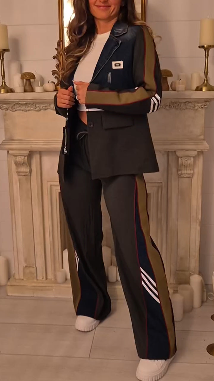 Women Laple Collar Jacket+ Pants Casual Suit