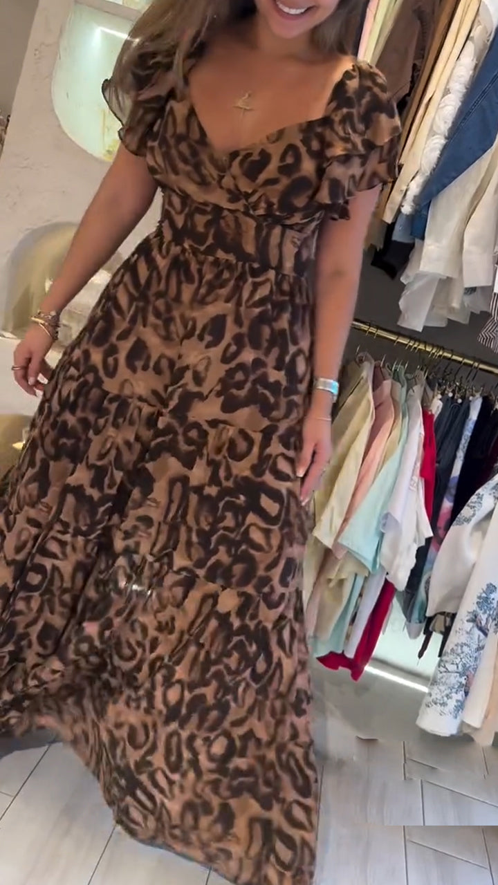 Women Low Neck Printed Loose Casual Jumpsuit