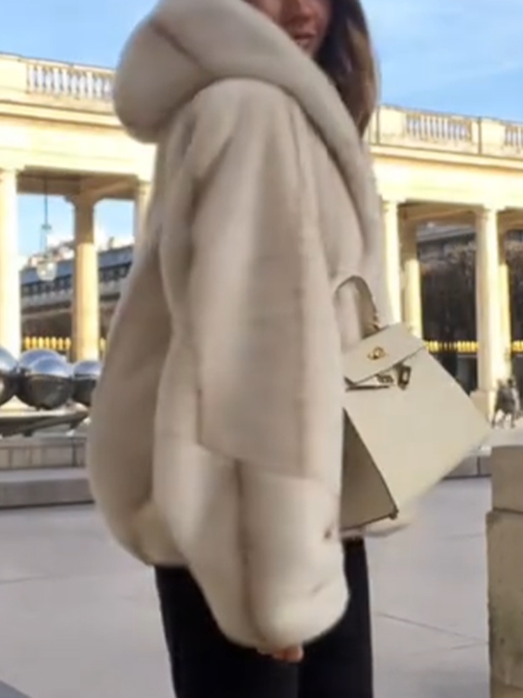 Women Plush Solid Color Casual Coat