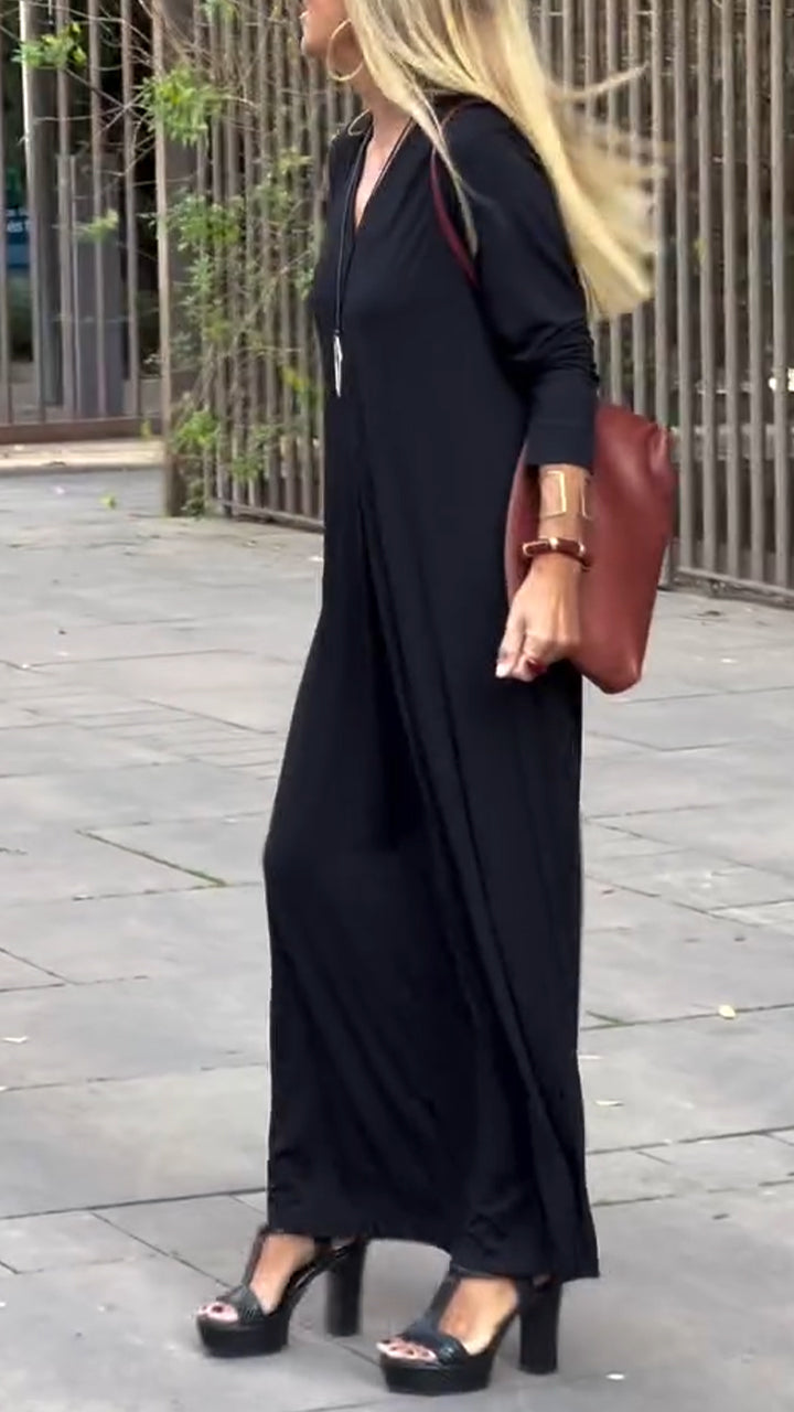 Women V-neck Loose Casual Dress