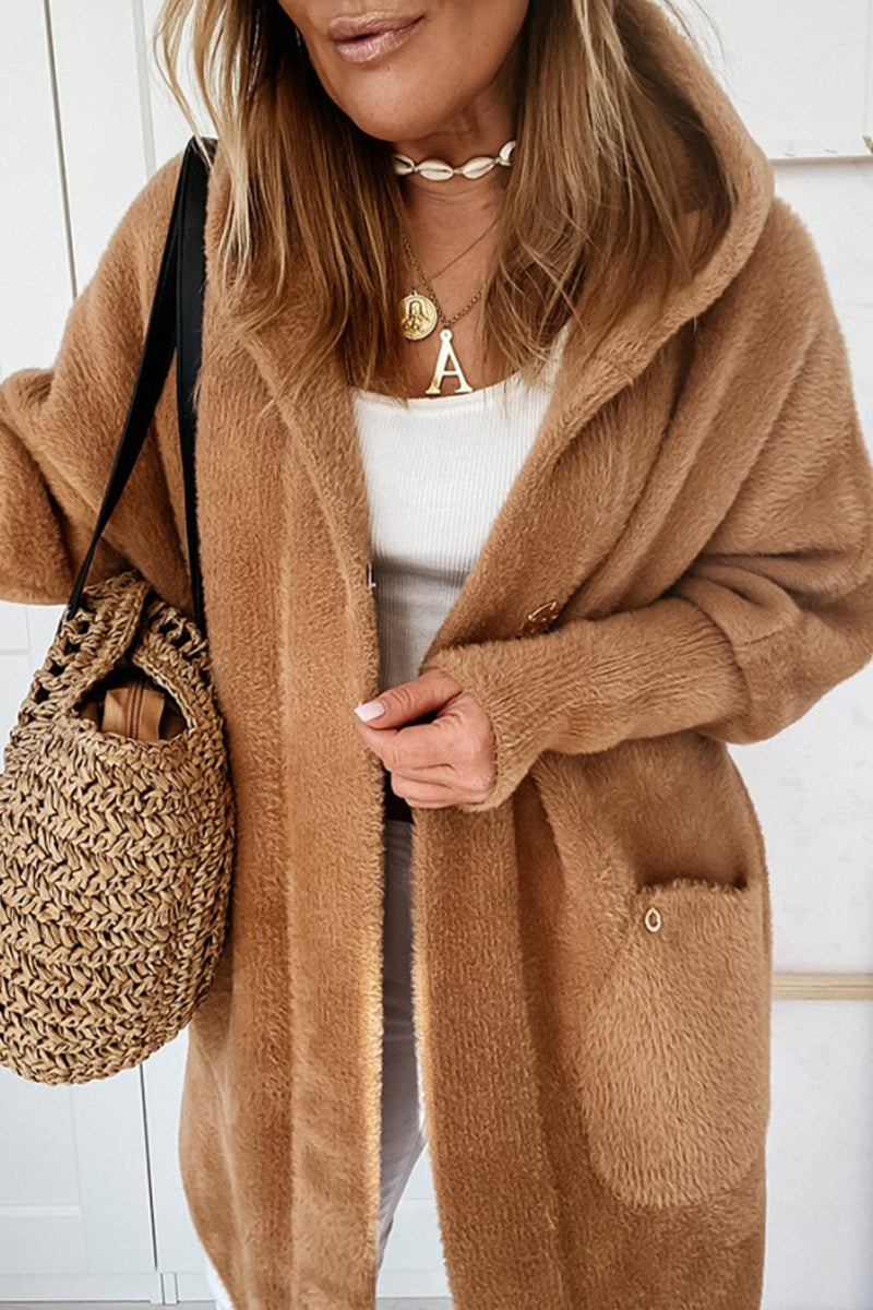 Women Hooded Plush Casual Coat