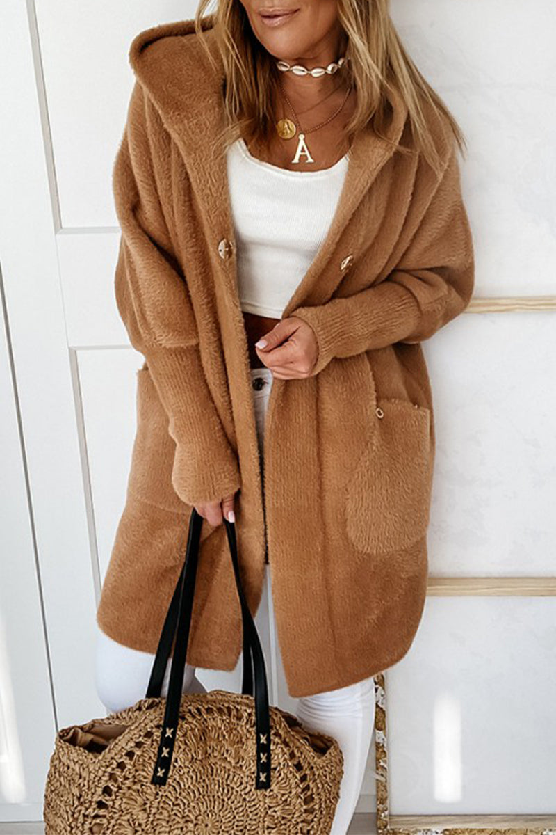 Women Hooded Plush Casual Coat