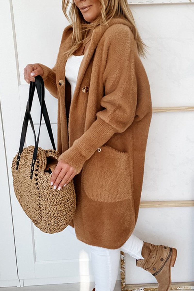 Women Hooded Plush Casual Coat