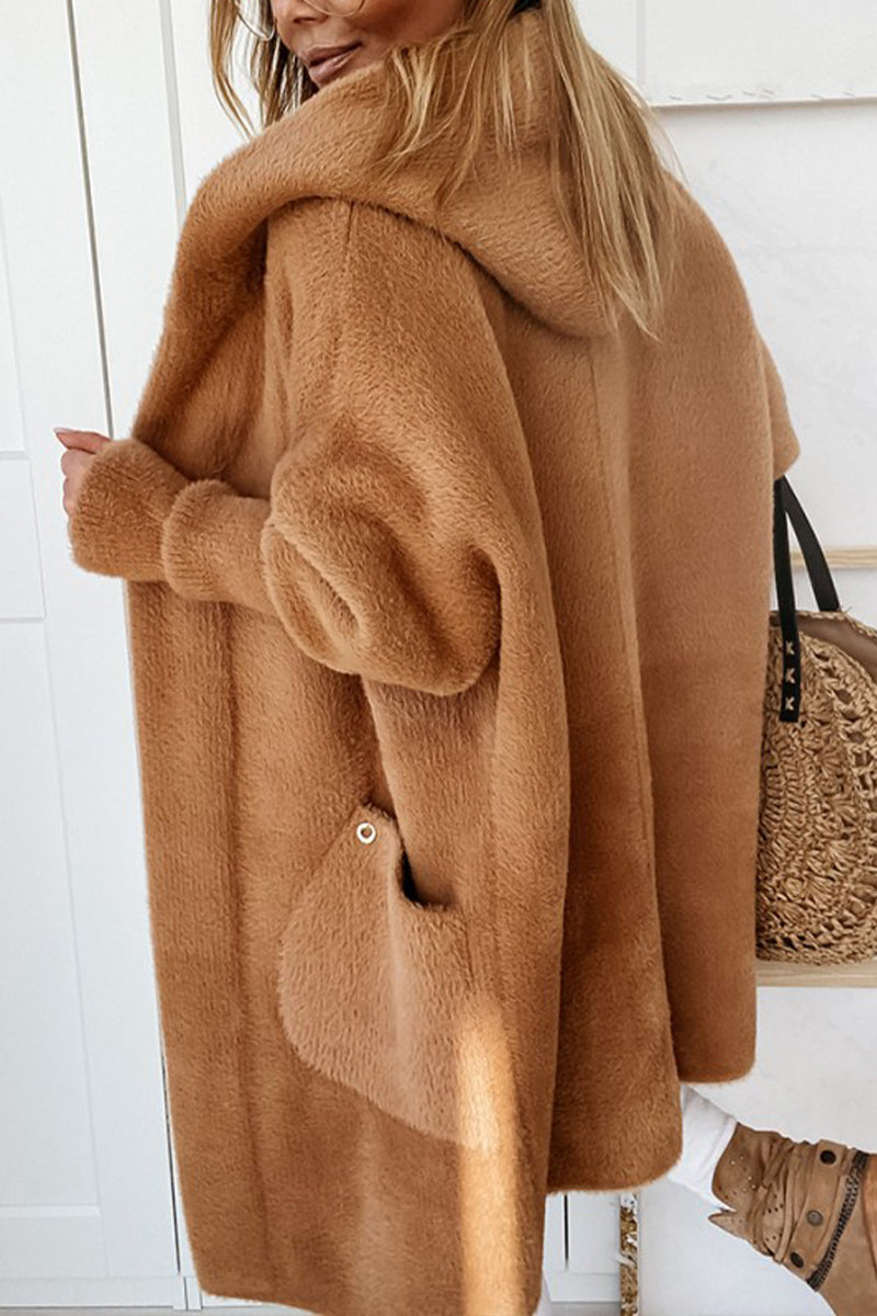 Women Hooded Plush Casual Coat