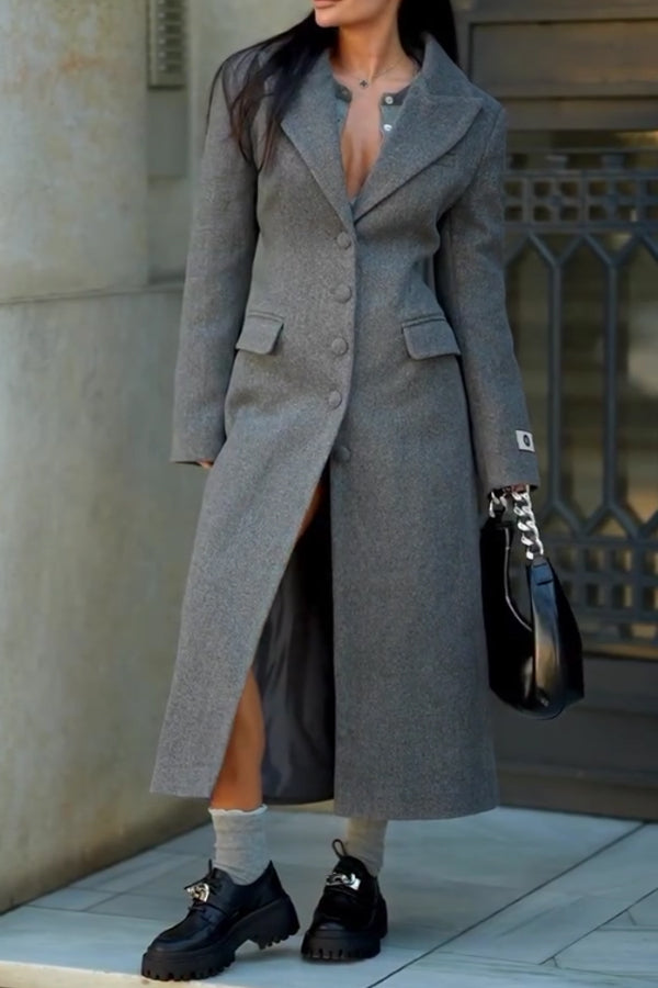 Womens Elegant Office Blazer Long Coat