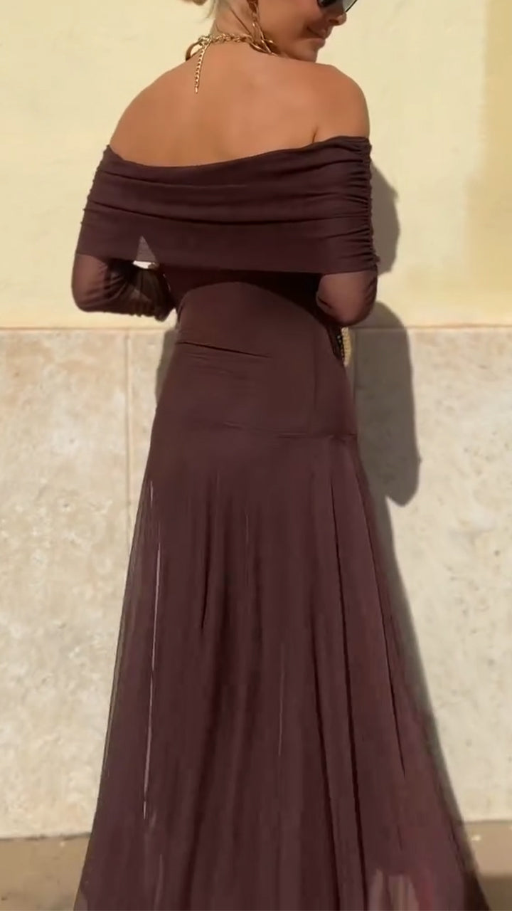 Women One Neck Solid Color Elegant Temperament Dress