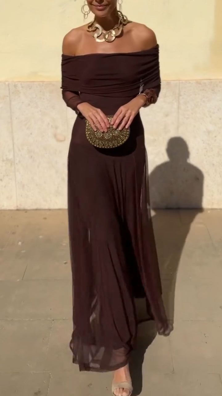 Women One Neck Solid Color Elegant Temperament Dress