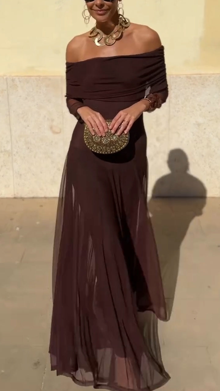 Women One Neck Solid Color Elegant Temperament Dress