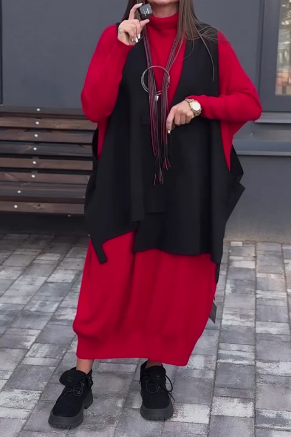Women Casual Oversized Loose Sweatshirt Maxi Dress