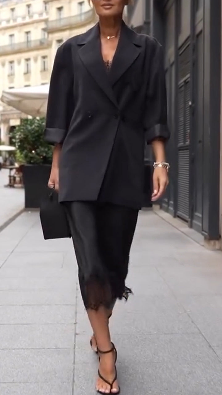 Women Inner Suspender Dress + Blazer Temperament Commuter Suit
