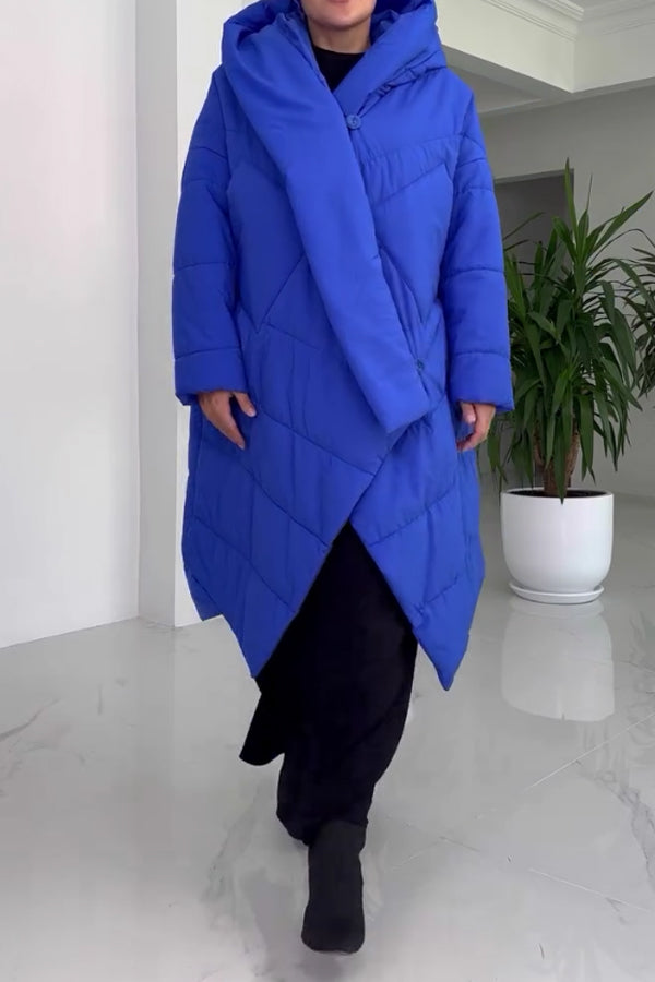 Women Casual Warm Irregular Crossover Hooded Long Coat
