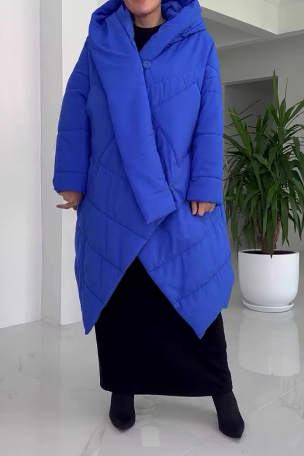 Women Casual Warm Irregular Crossover Hooded Long Coat