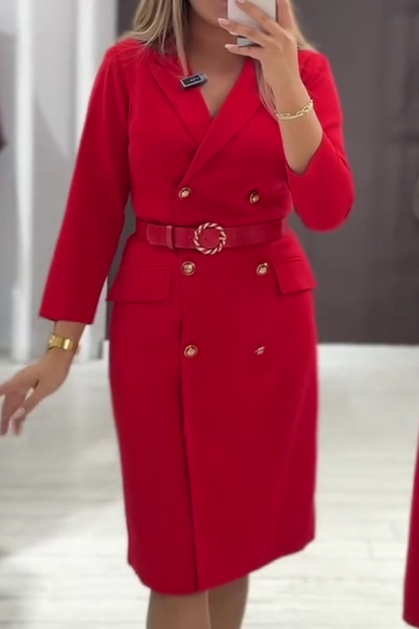 Women Elegant Classic Double-Breasted Coat