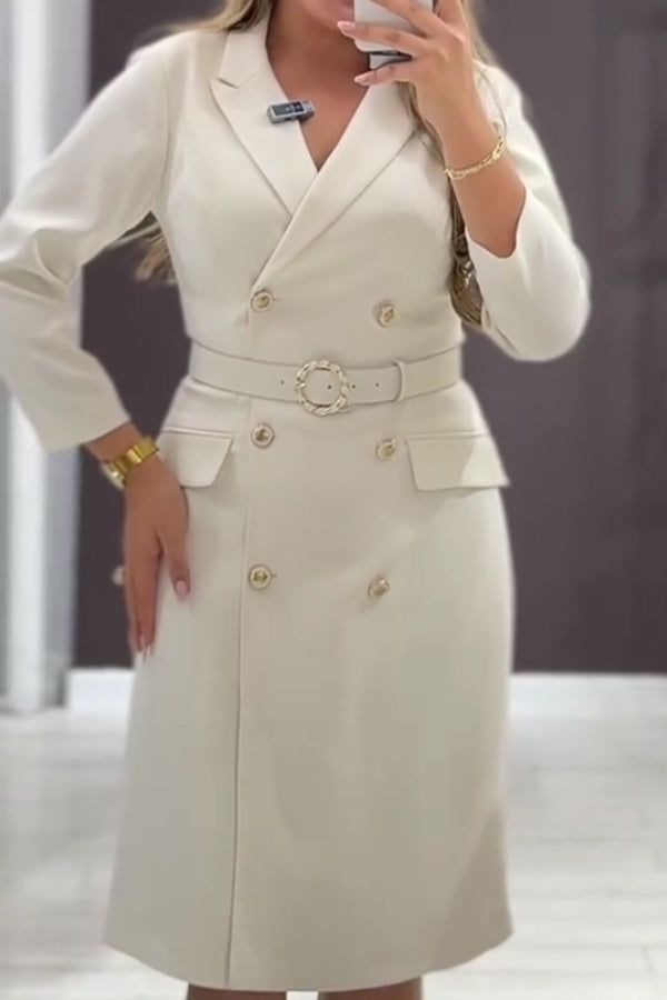 Women Elegant Classic Double-Breasted Coat