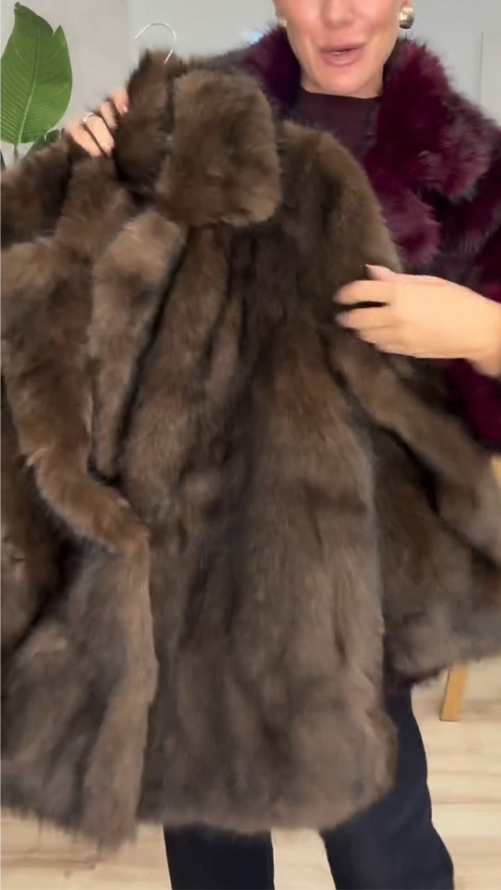 Women Lapel Solid Color Casual Plush Coat
