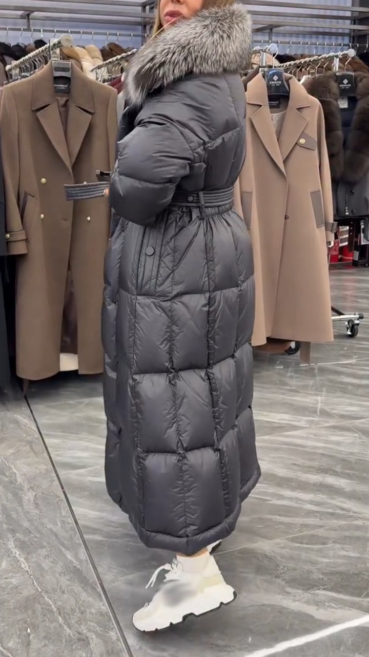 Women Fur Collar Long Casual Cotton Jacket