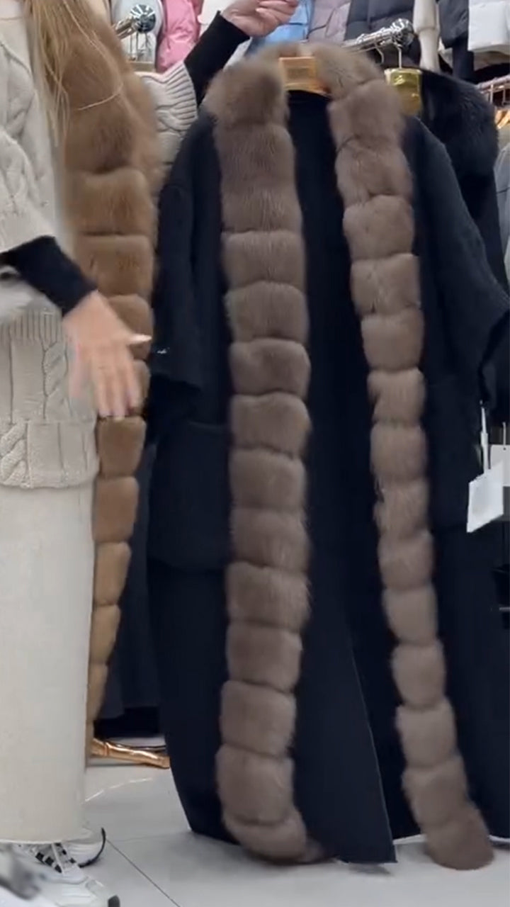 Women Spliced plush Knitted Cable-knitted Elegant Casual Coat