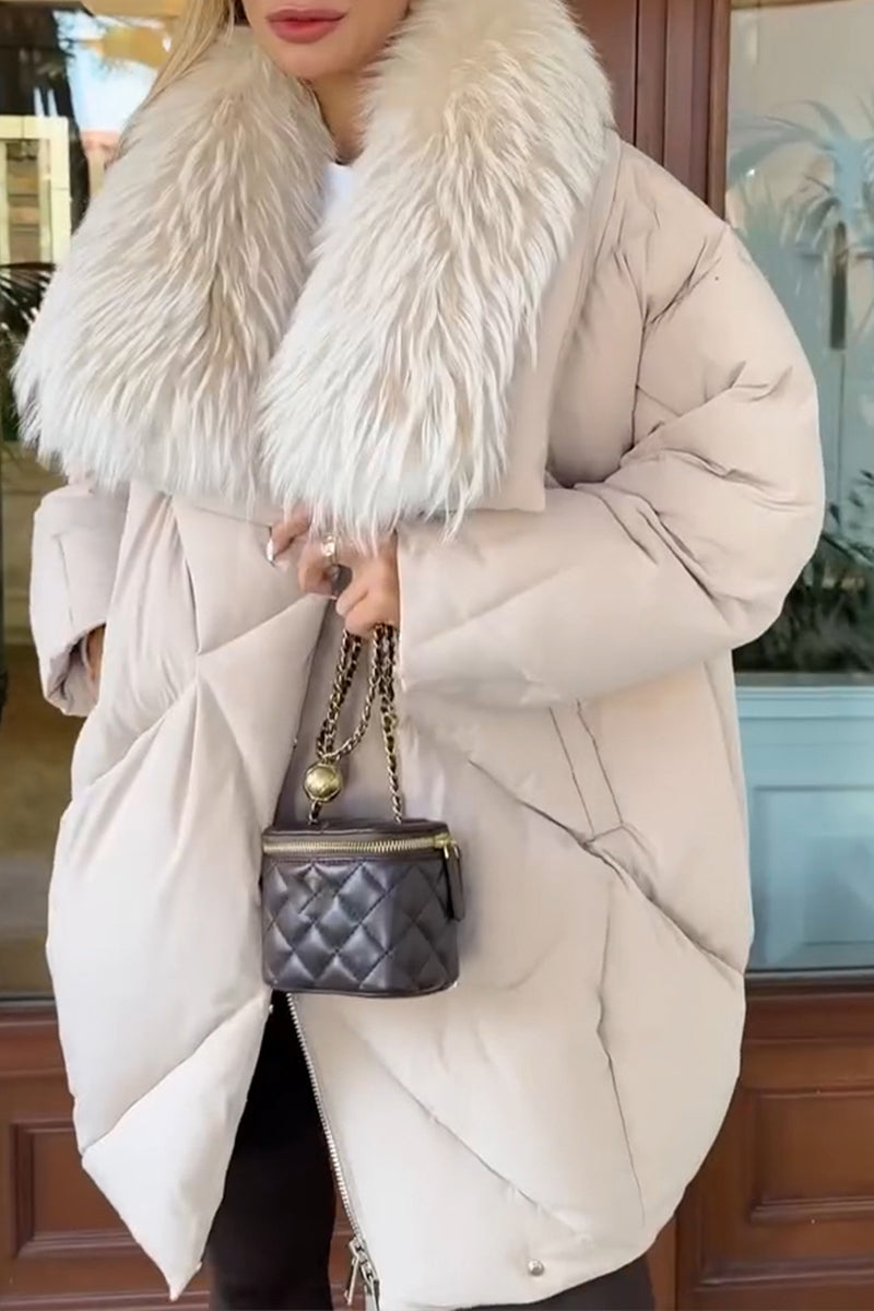 Women Fur Collar Temperament Casual Cotton Jacket