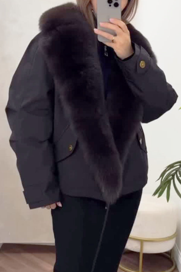 Women Casual Workwear Warm Fur Collar Oversized Jacket