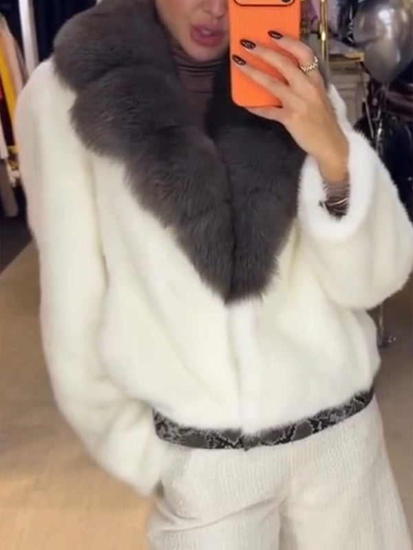 Women Fur Collar Casual Plush Coat