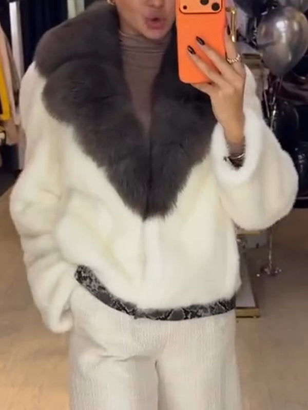 Women Fur Collar Casual Plush Coat