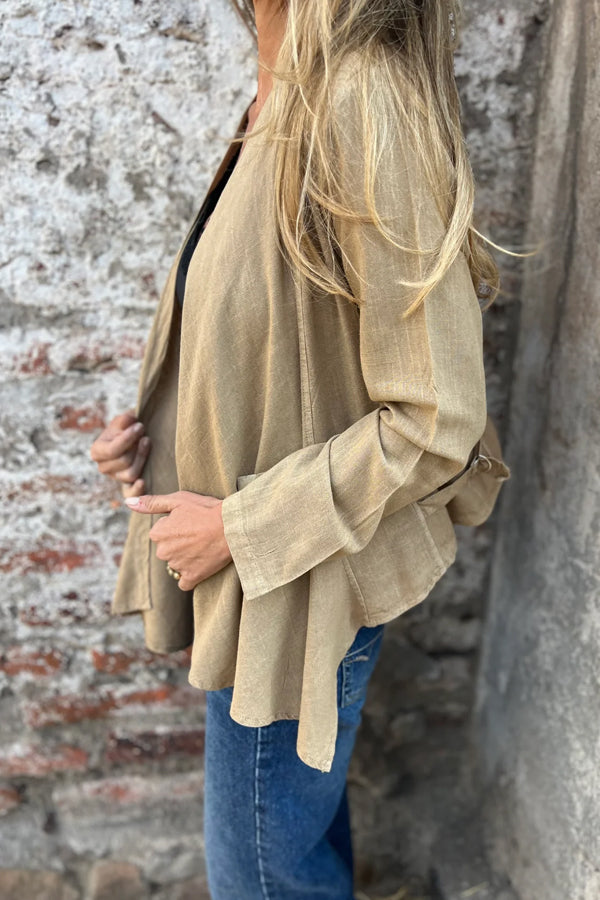 Women Autumn Simple Asymmetrical Hem Cardigan