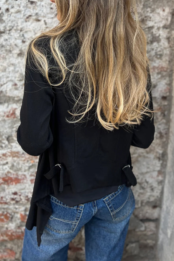 Women Autumn Simple Asymmetrical Hem Cardigan