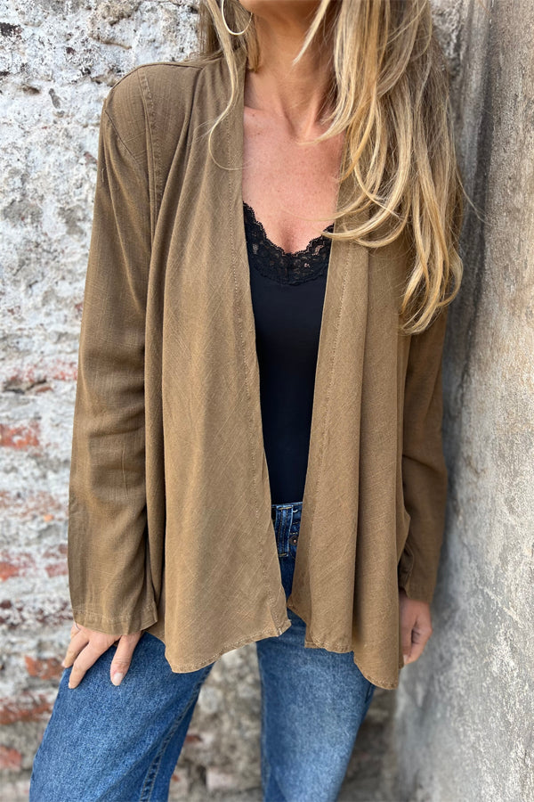 Women Autumn Simple Asymmetrical Hem Cardigan