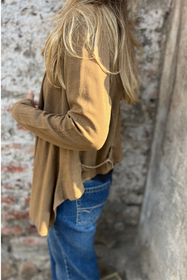 Women Autumn Simple Asymmetrical Hem Cardigan