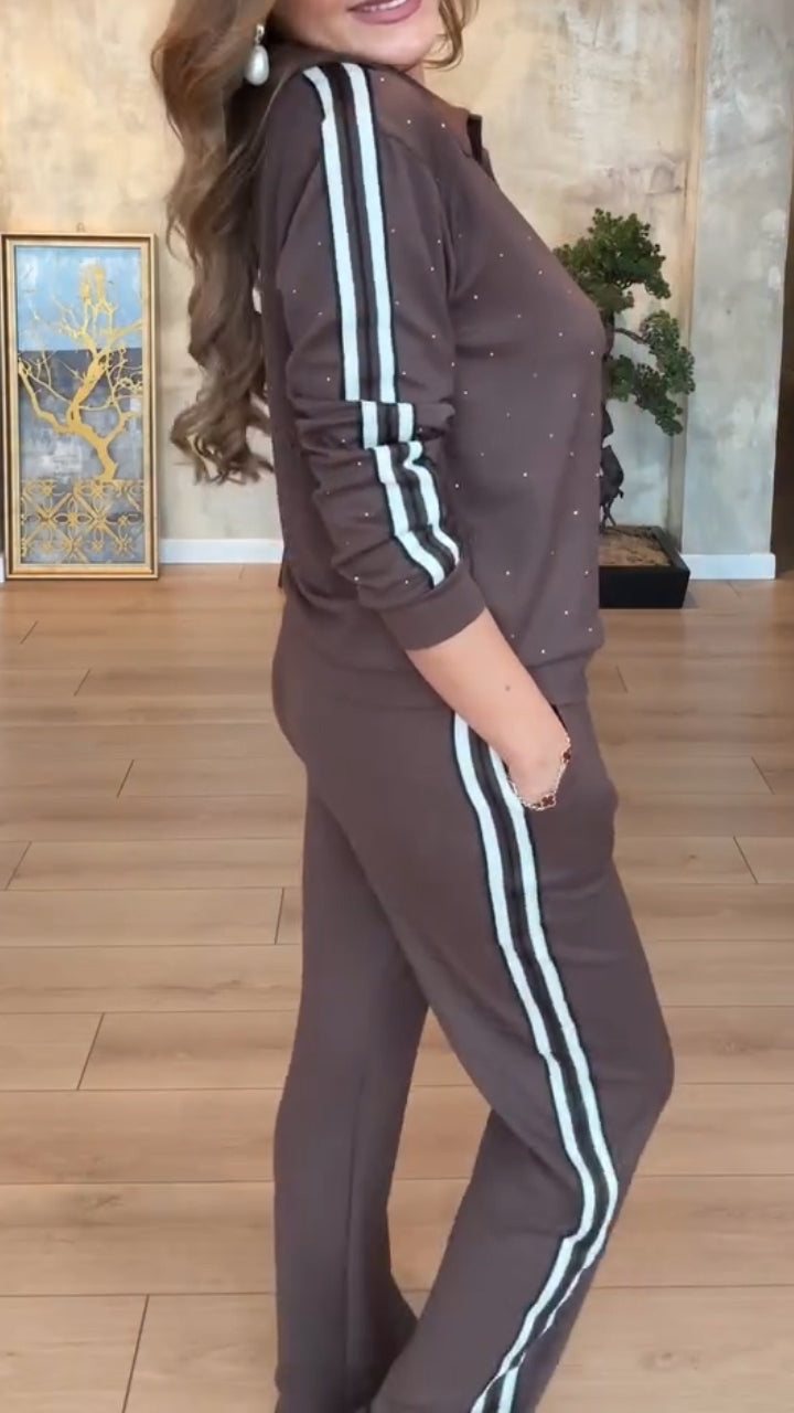 Women's Lapel Rhinestone Casual Suit