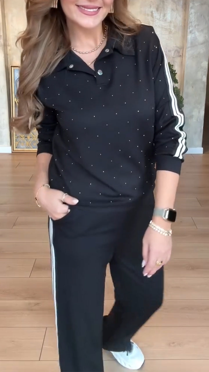 Women's Lapel Rhinestone Casual Suit