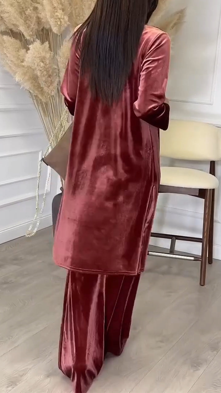 Women's V-neck Suede Camisole 3-piece Casual Suit