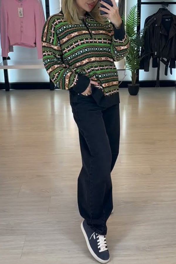 Women Winter Christmas Mood Polo Sweater