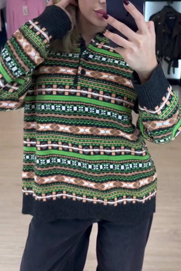 Women Winter Christmas Mood Polo Sweater