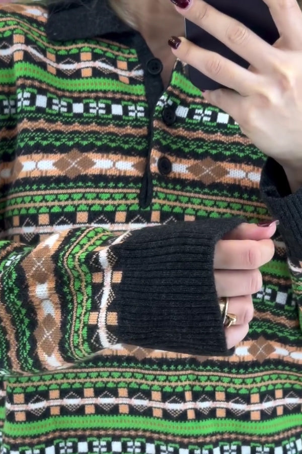 Women Winter Christmas Mood Polo Sweater