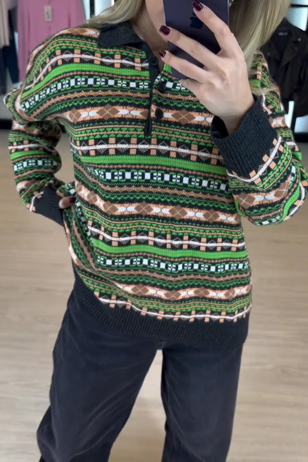 Women Winter Christmas Mood Polo Sweater