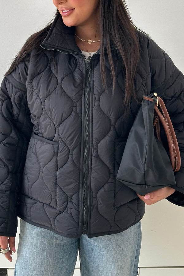 Women Casual Half-Mount Collar Large Pocket Warm Jacket