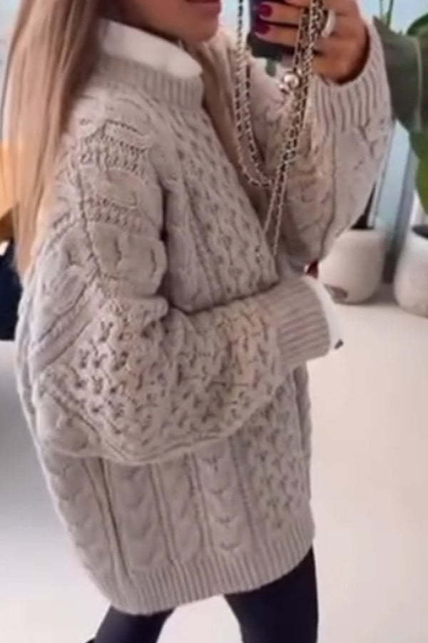 Women Casual Cable Knit Oversized Sweater