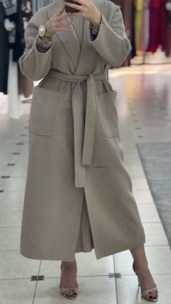 Women Lapel Solid Color Temperament Casual Windbreaker