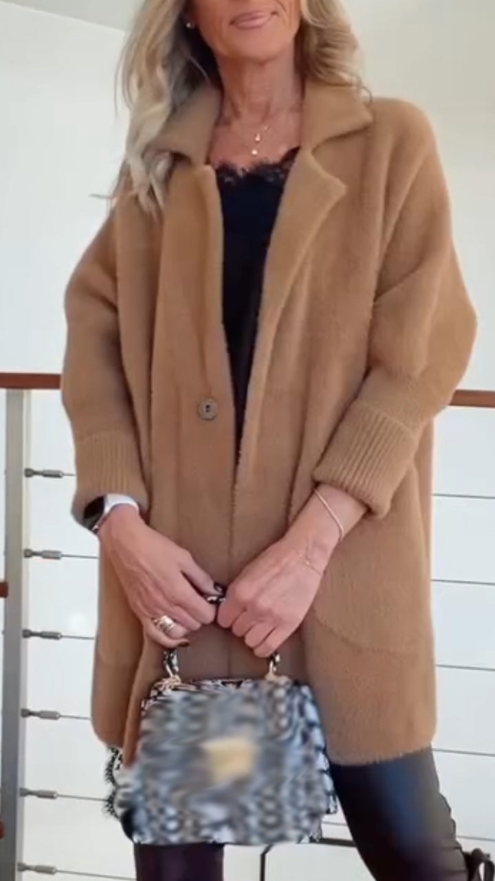 Women Lapel Casual Plush Coat