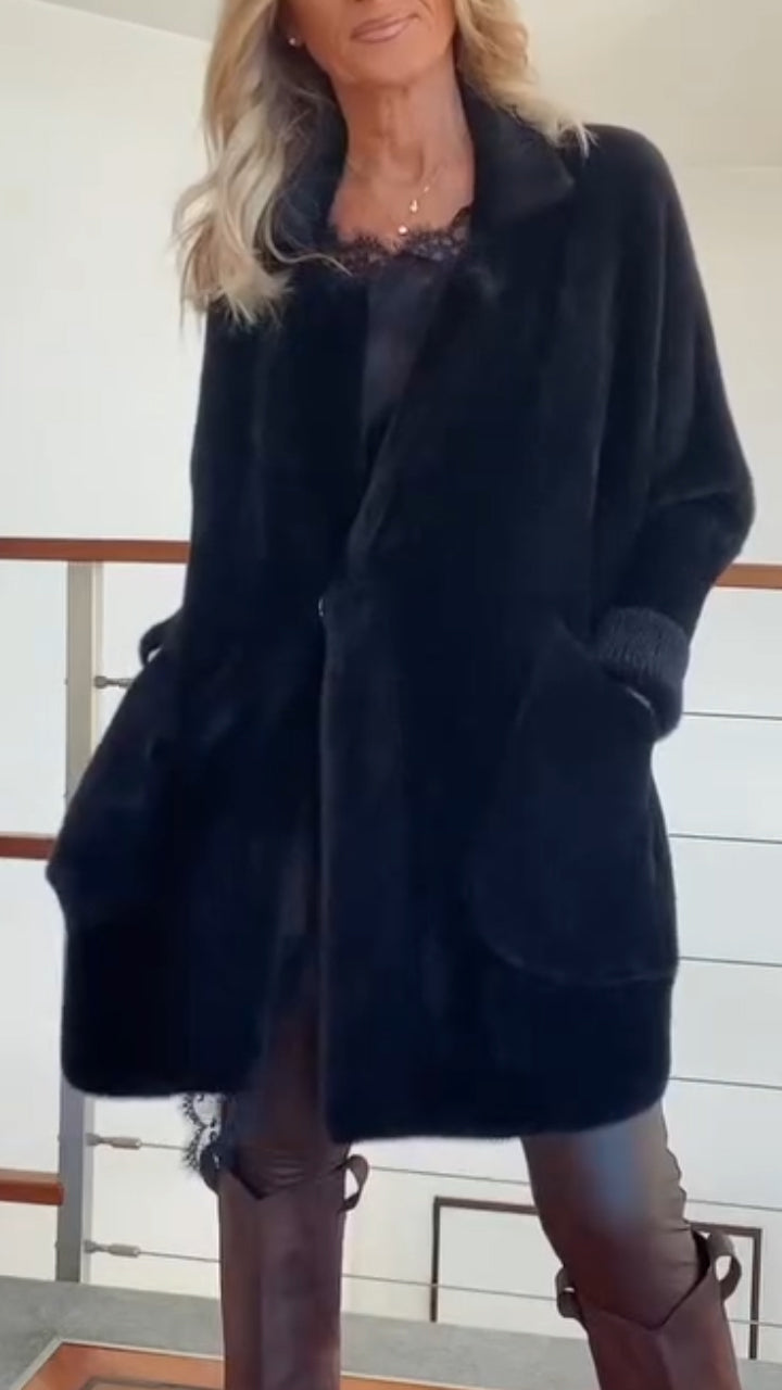 Women Lapel Casual Plush Coat