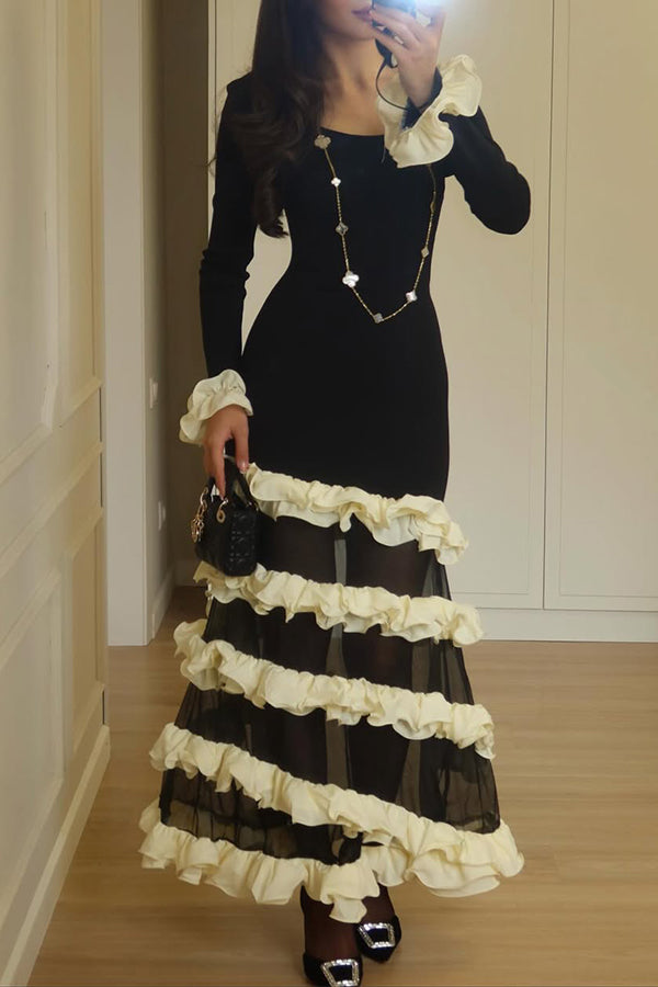 Women Elegant and Romantic Ruffled Layered Dress