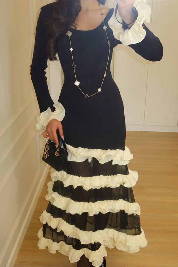 Women Elegant and Romantic Ruffled Layered Dress
