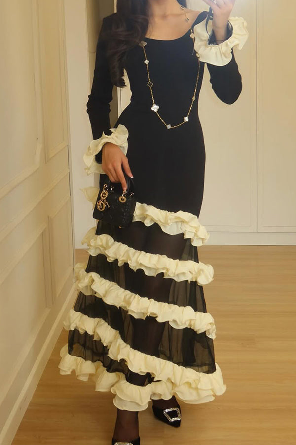 Women Elegant and Romantic Ruffled Layered Dress