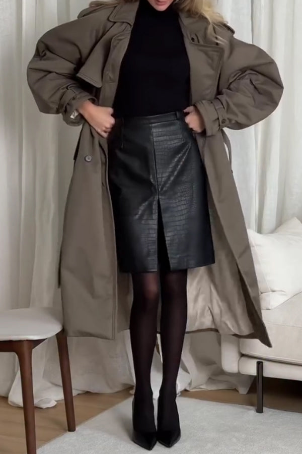 Women Casual Oversized Lace-up Windproof Coat