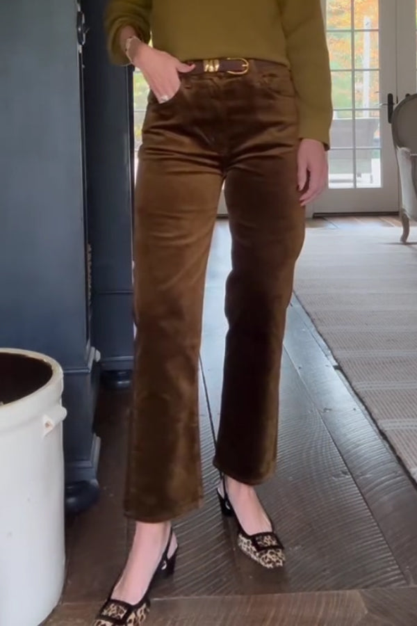 Women Elegant Retro Velvet Cropped Pants