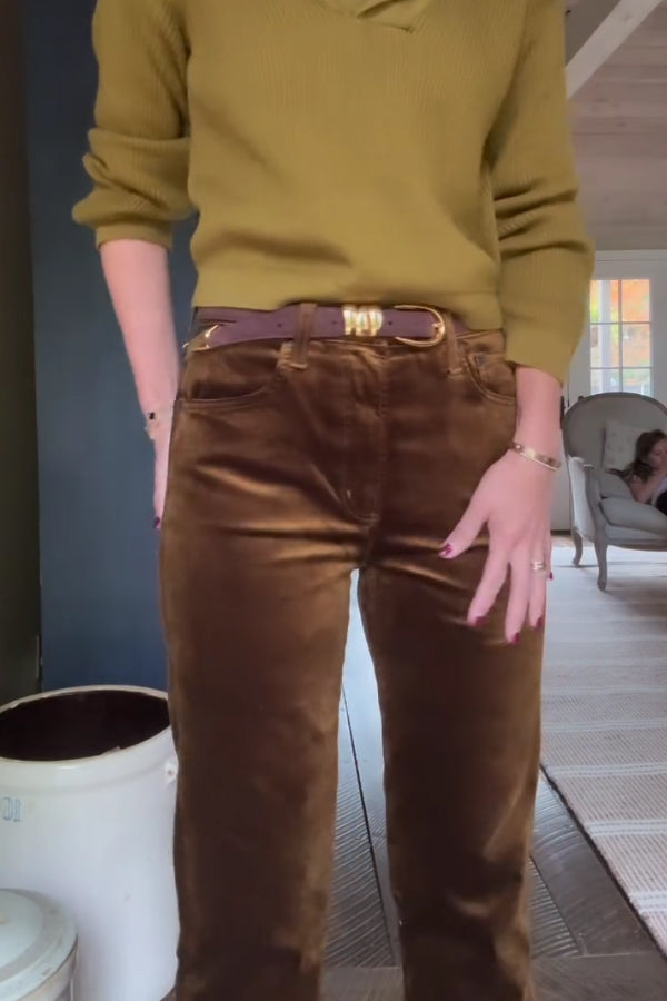 Women Elegant Retro Velvet Cropped Pants