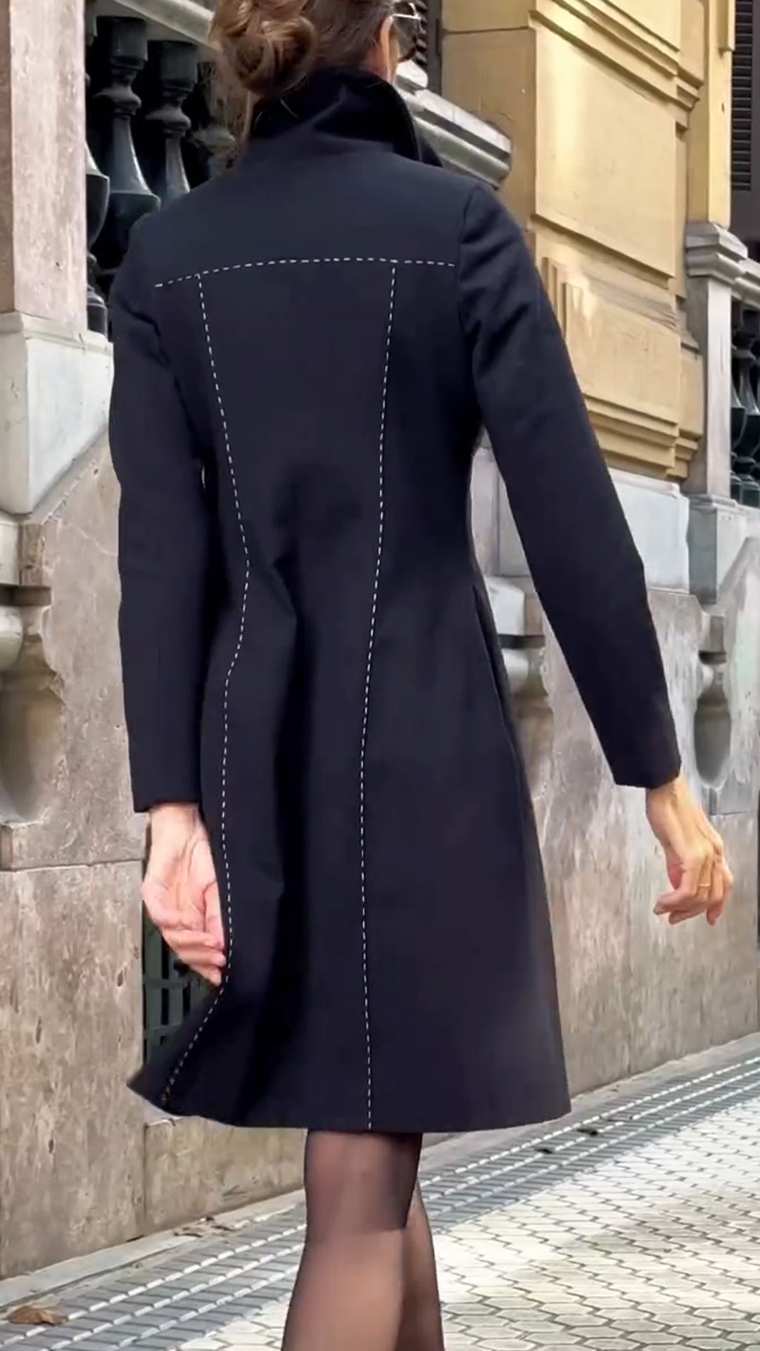 Ladies Lapel Buckle Splicing Temperament Casual Dress