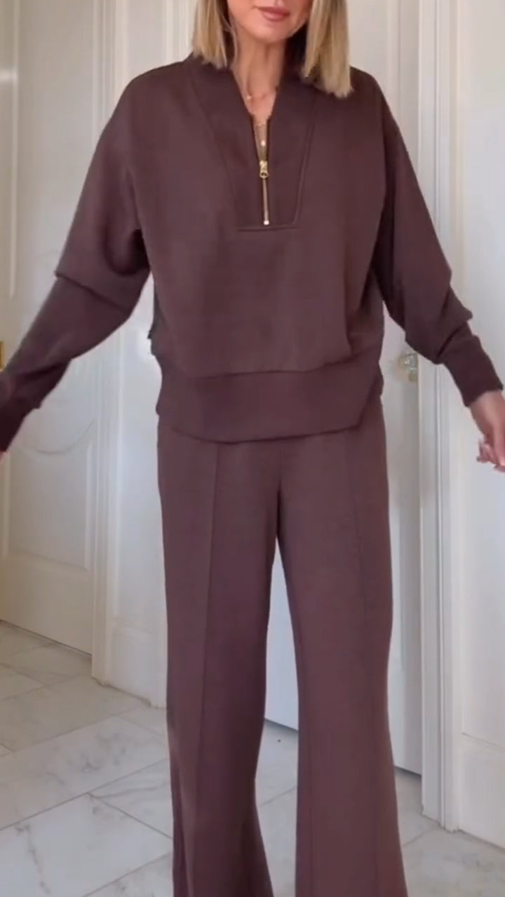 Women's Half-zip V-neck Casual Suit